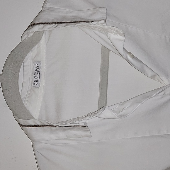 BRUNELLO CUCINELLI  MONILI TRIM WHITE BLOUSE Size Large - Picture 6 of 17